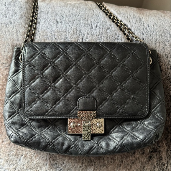 MARC JACOBS BAROQUE BAG BLACK QUILTED LEATHER CHAIN STRAP - Picture 1 of 15